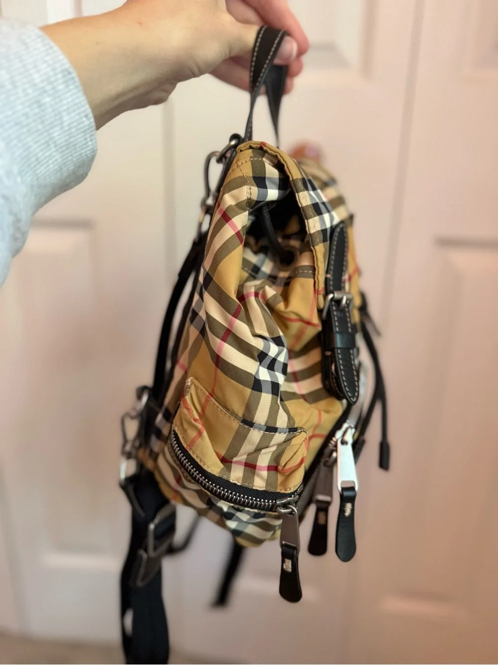 Vintage Burberry Checkered Beige Plaid Mini Backpack